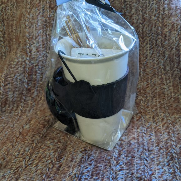 Coffee/Tea Cup W/black Lid And Tea Holder - Picture 5 of 8